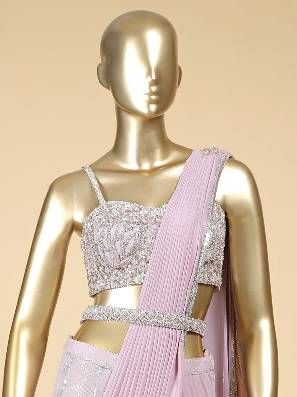 Elegant dusty pink georgette palazzo set
