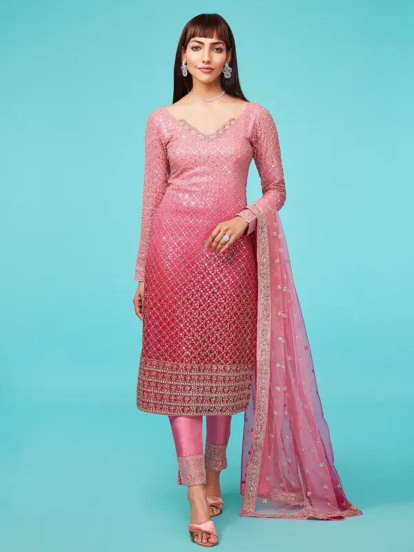 Elegant georgette pink salwar suit