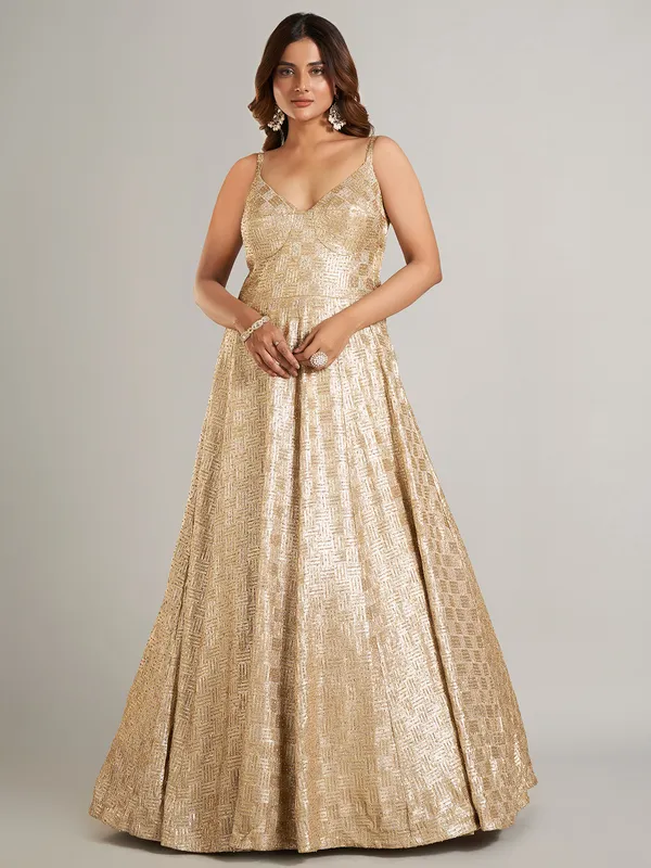 Elegant gold party wear gown