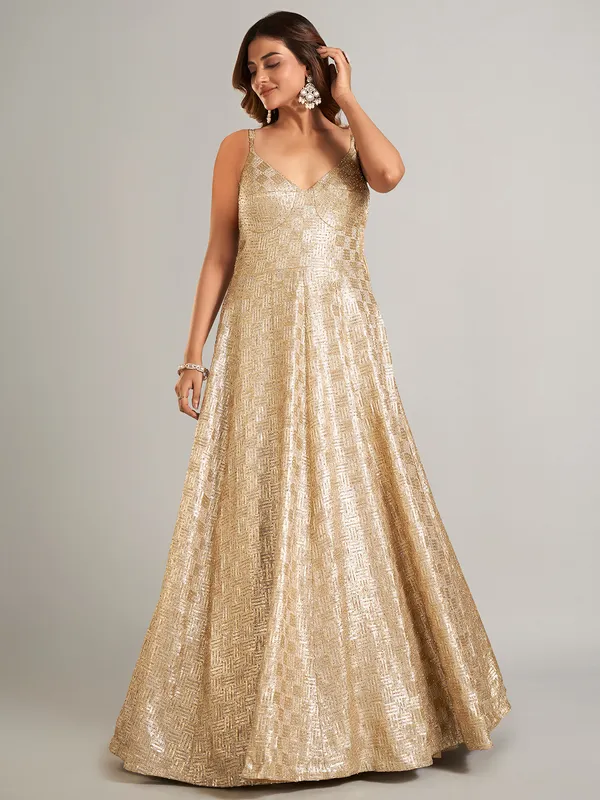 Elegant gold party wear gown