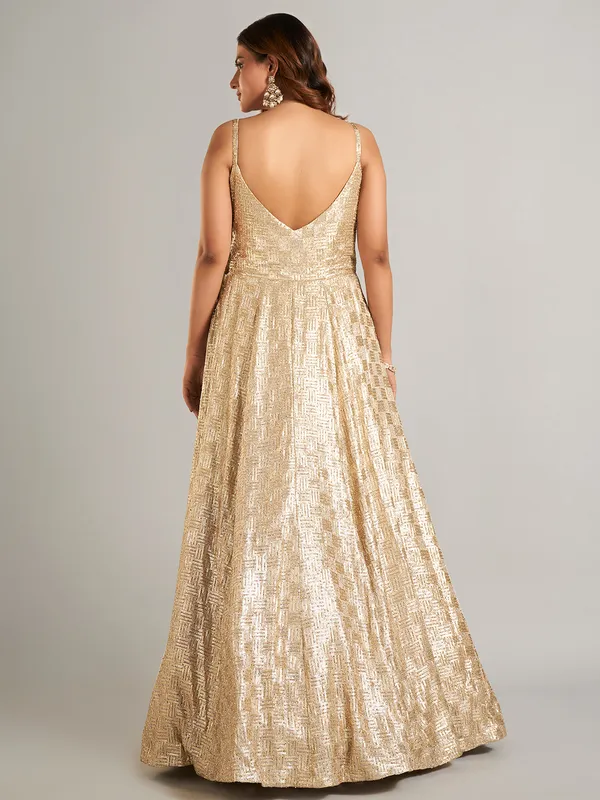 Elegant gold party wear gown