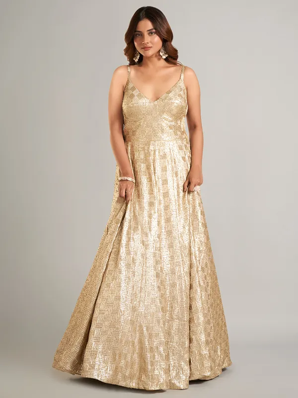 Elegant gold party wear gown