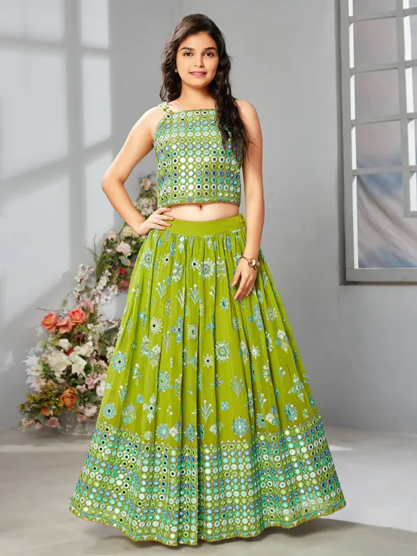 Elegant green georgette lehenga choli