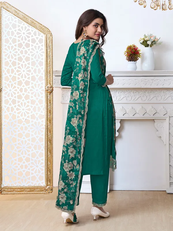 Elegant green silk salwar suit