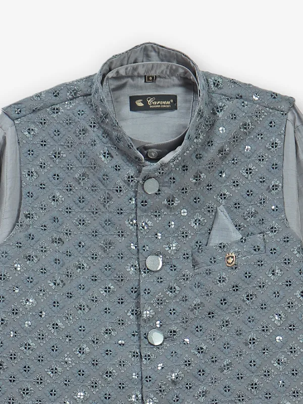 Elegant grey cotton silk waistcoat set