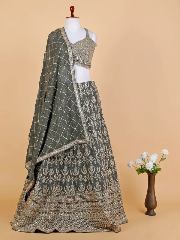 Elegant grey georgette lehenga choli