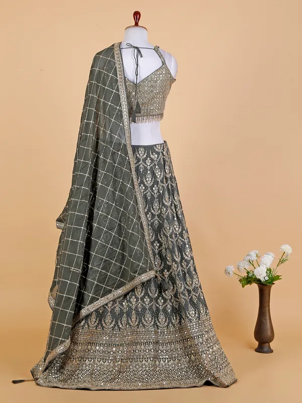 Elegant grey georgette lehenga choli