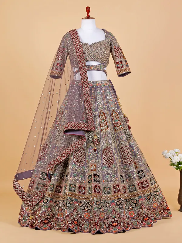 Elegant grey raw silk lehenga choli