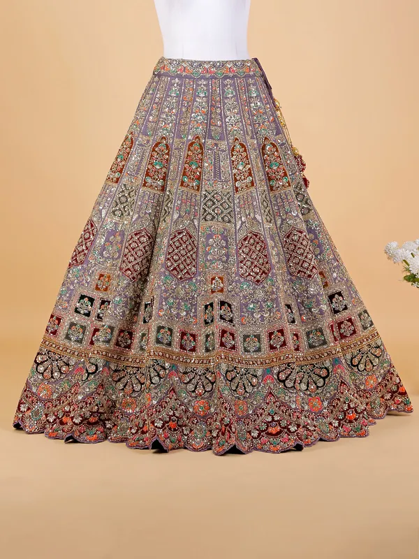 Elegant grey raw silk lehenga choli