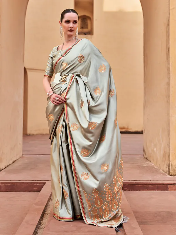 Elegant grey satin silk party drape
