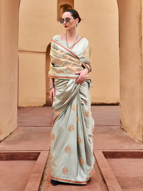 Elegant grey satin silk party drape