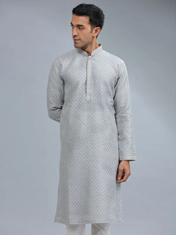 Elegant grey silk kurta pajama