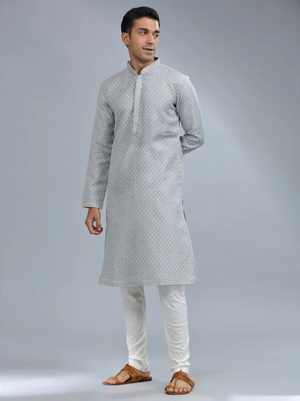 Elegant grey silk kurta pajama