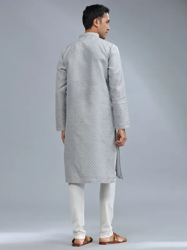 Elegant grey silk kurta pajama