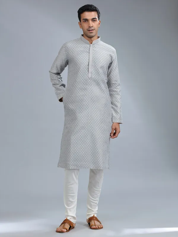 Elegant grey silk kurta pajama