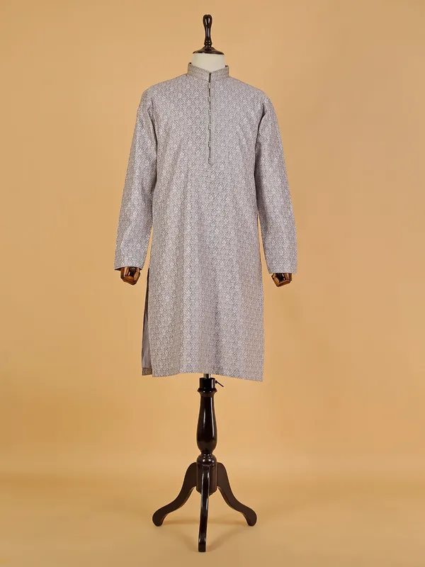 Elegant grey silk  Men Kurta pajama