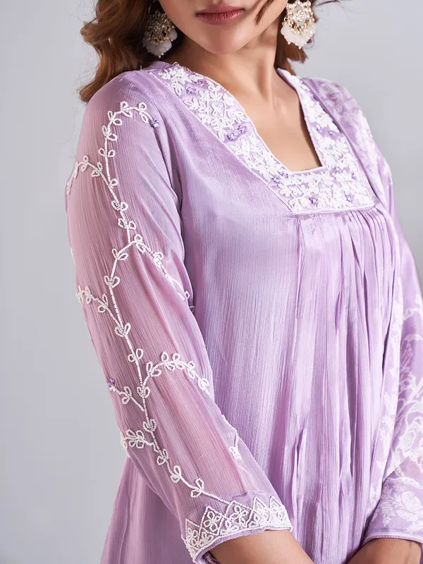 Elegant light purple georgette salwar suit