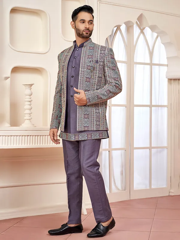 Elegant light purple indowestern for weddings and receptions