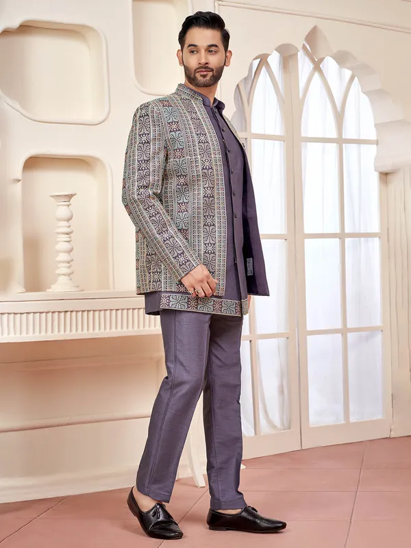 Elegant light purple indowestern for weddings and receptions