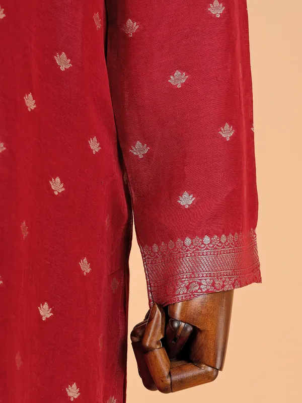 Elegant maroon linen  Men Kurta pajama