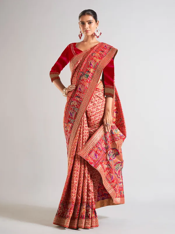 Maroon silk saree for wedding
