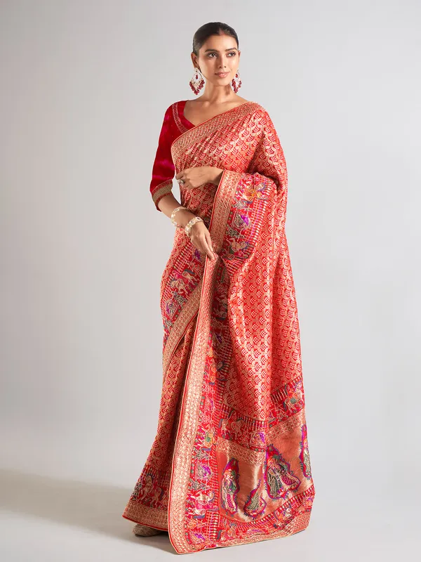 Maroon silk saree for wedding