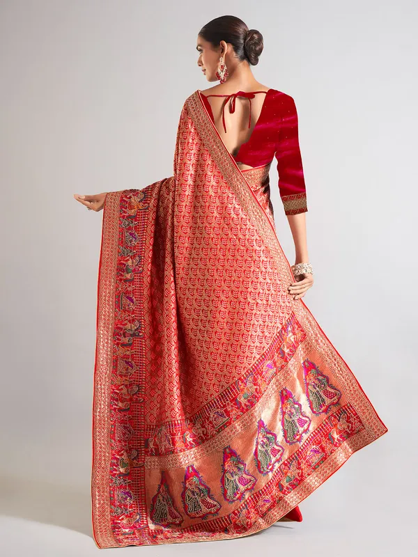 Maroon silk saree for wedding