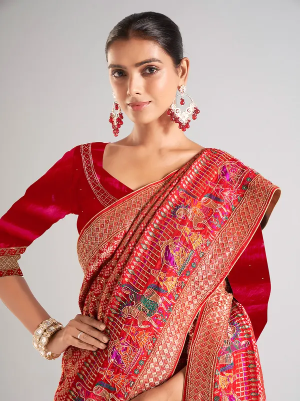 Maroon silk saree for wedding
