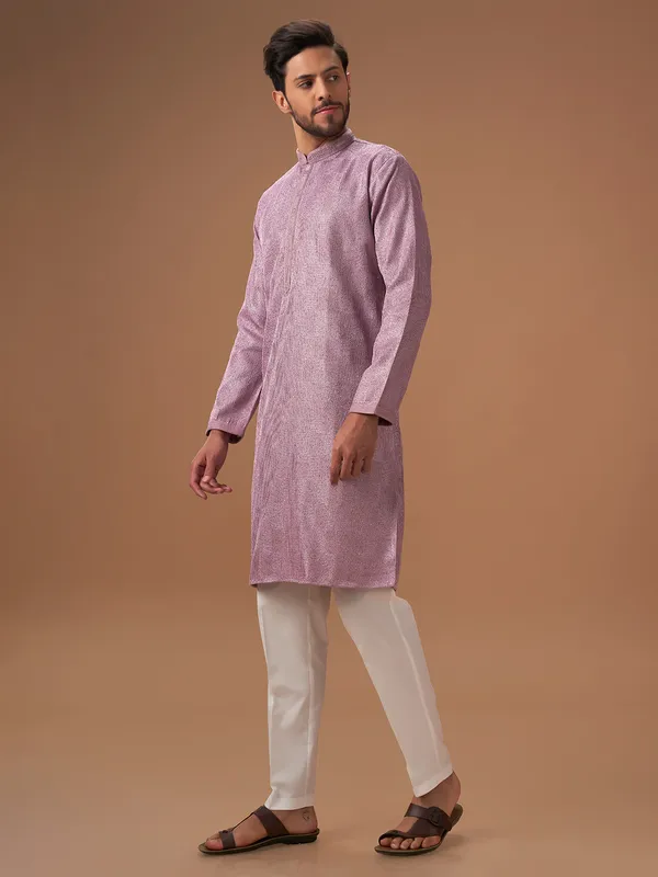 Elegant mauve pink silk  Men Kurta pajama