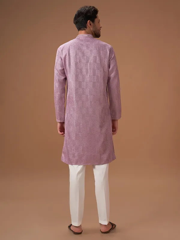 Elegant mauve pink silk  Men Kurta pajama