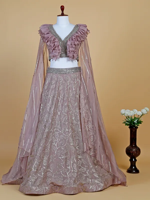 Elegant mauve purple designer lehenga choli