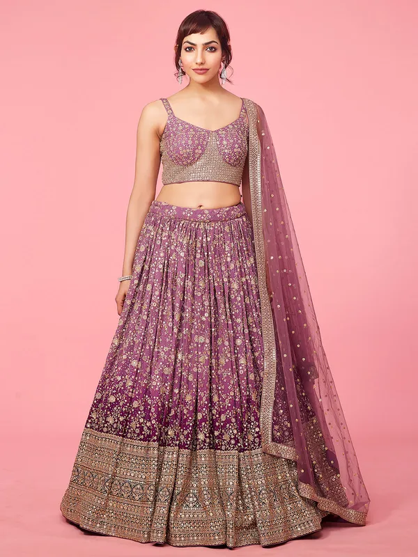 Elegant mauve purple georgette lehenga choli