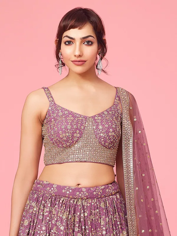 Elegant mauve purple georgette lehenga choli