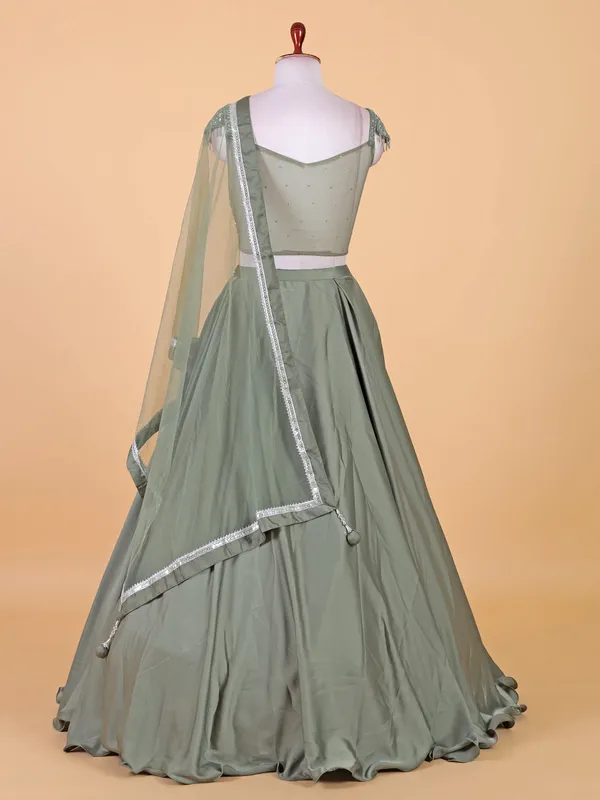 Elegant mint green lehenga choli in silk