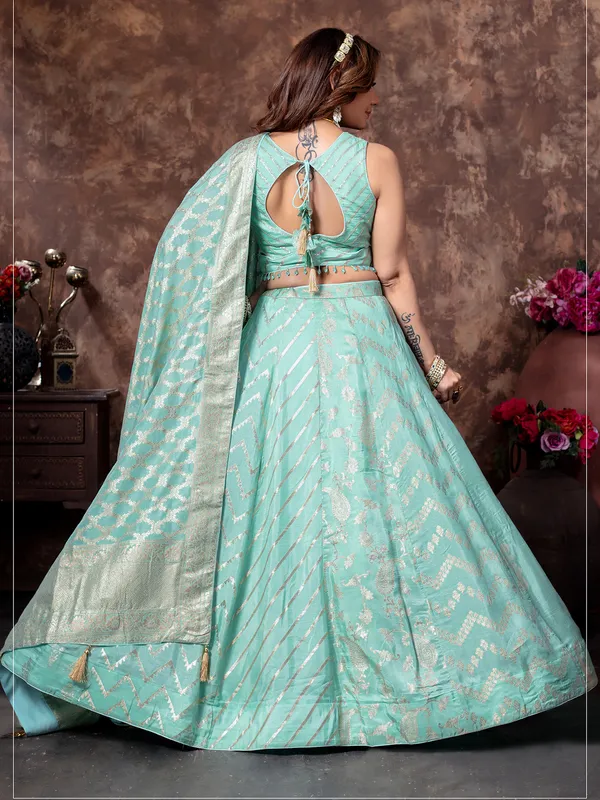 Elegant mint green silk lehenga choli