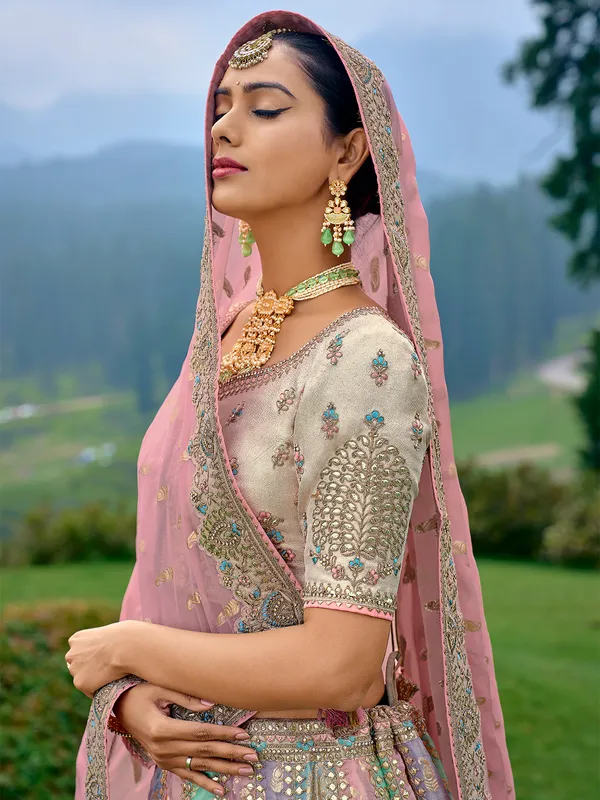 Elegant multi color unstitched lehenga choli