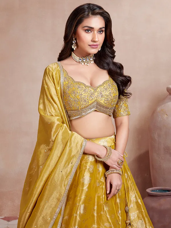 Elegant mustard yellow lehenga choli for wedding