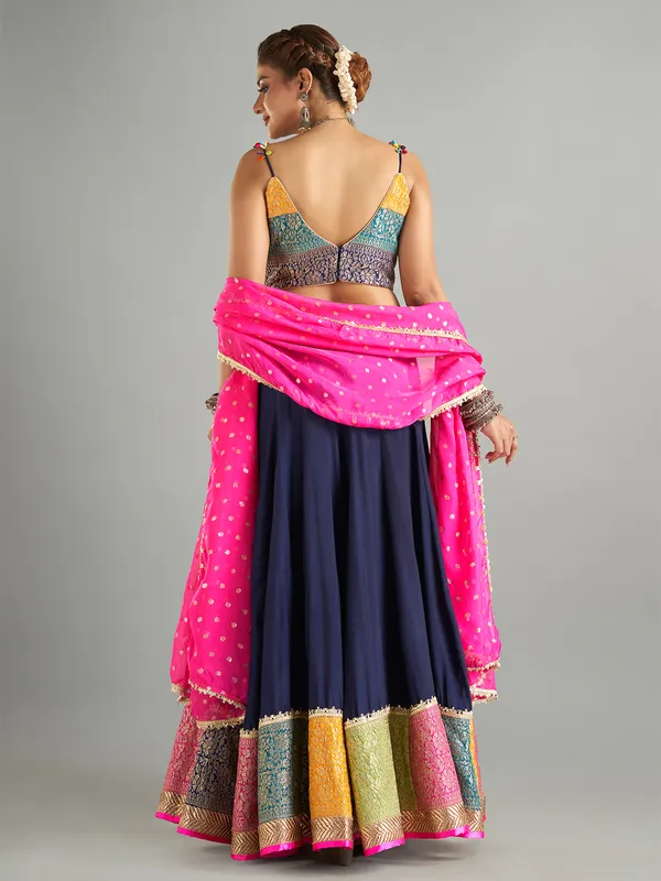 Elegant navy cotton chaniya choli