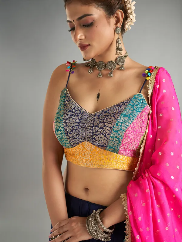 Elegant navy cotton chaniya choli