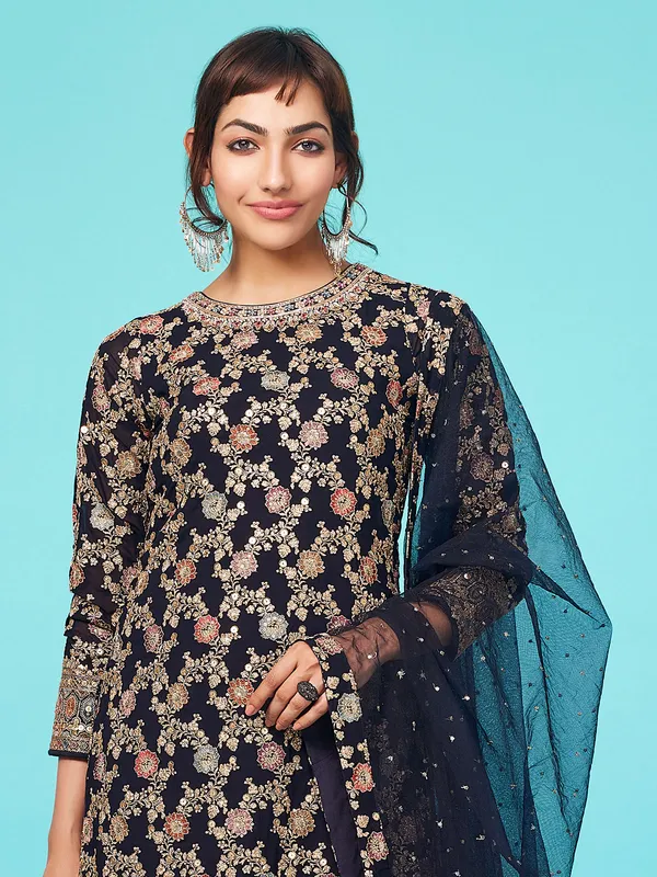 Elegant navy georgette salwar suit