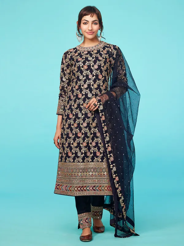 Elegant navy georgette salwar suit