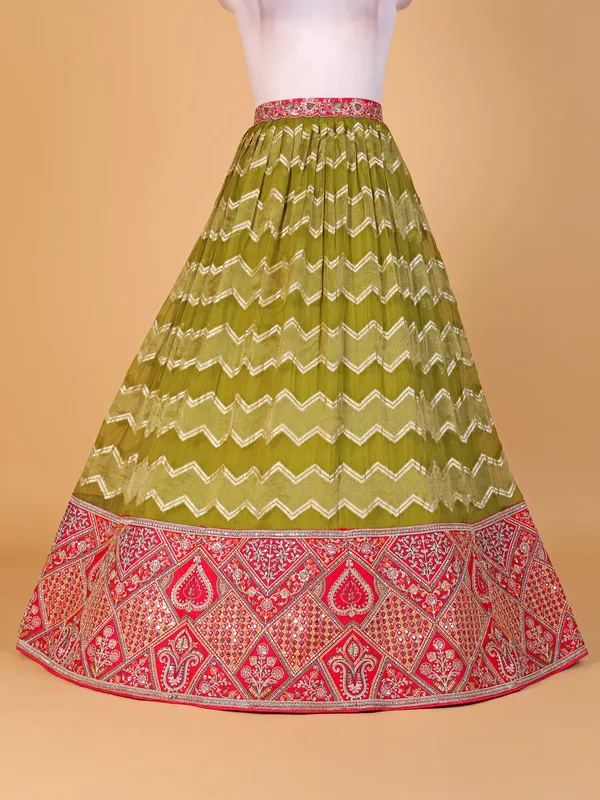 Elegant olive silk lehenga choli