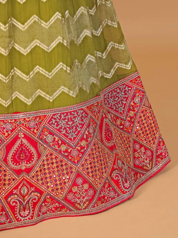 Elegant olive silk lehenga choli