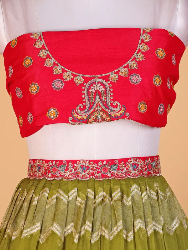 Elegant olive silk lehenga choli