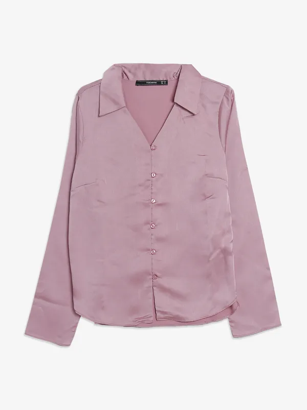 Elegant onion pink satin shirt