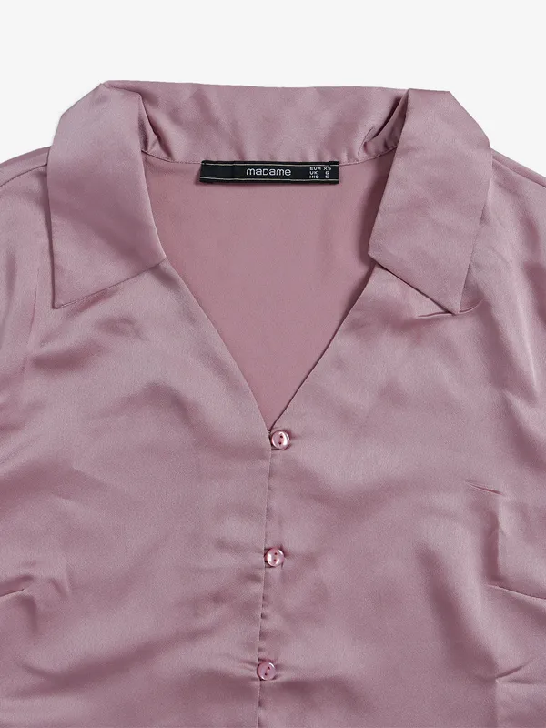 Elegant onion pink satin shirt