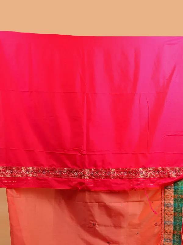 Elegant Peach art silk saree with unstitched blouse