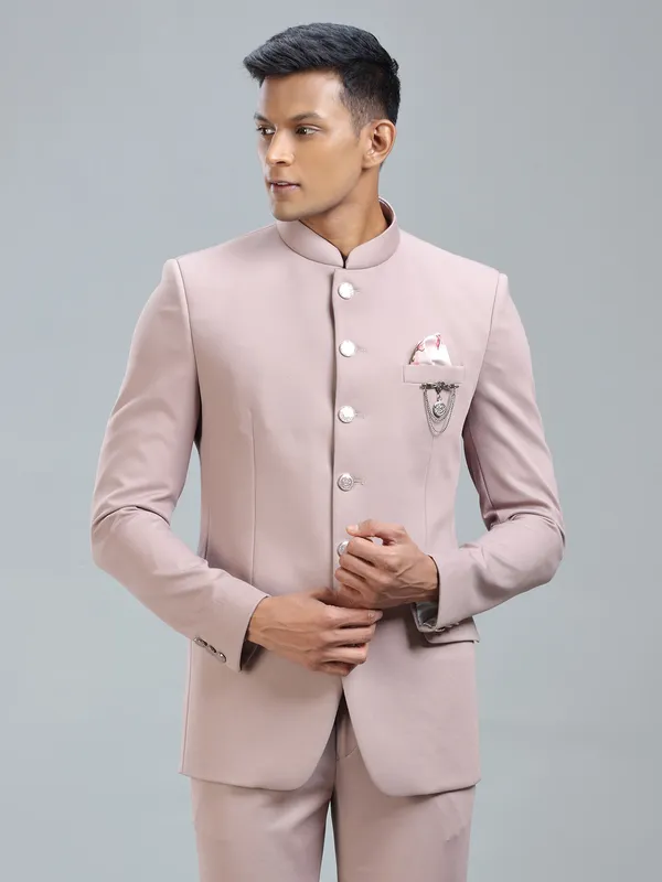 Elegant peach jodhpuri blazer in premium terry rayon for special occasions