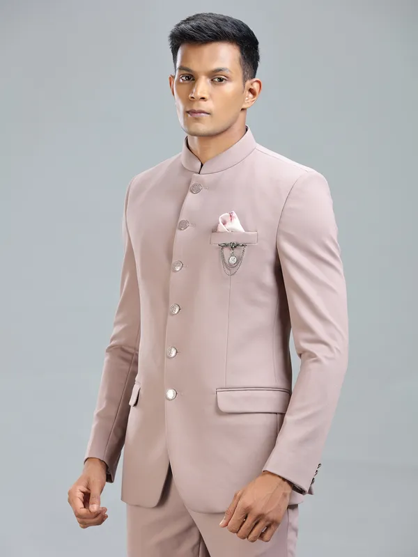 Elegant peach jodhpuri blazer in premium terry rayon for special occasions