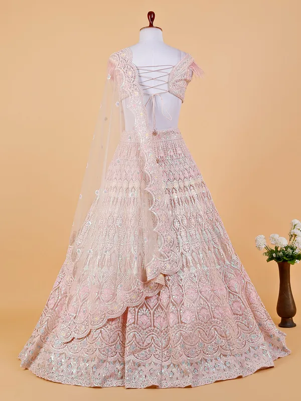 Elegant peach net lehenga choli